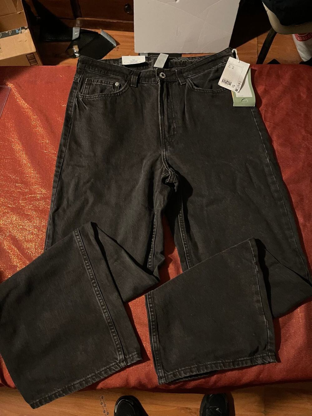 &Denim Jeans Womens 10 Ultra High Rise Wide-Leg 5 Pocket Black New With Tags